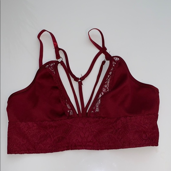 Missguided Tops - NWOT Missguided Maroon Caged Crop Top Bra Size 6